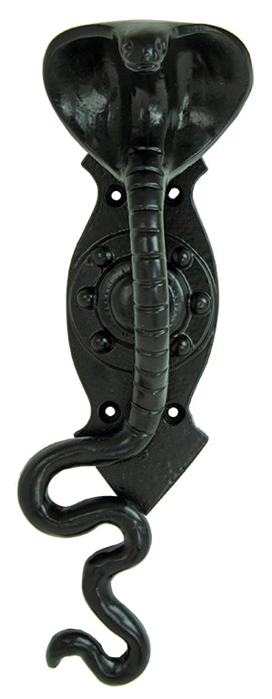 Set of 2 Black Cast Iron Ferocious Desert Cobra Snake Door Handle Bar Pulls - Ebros Gift