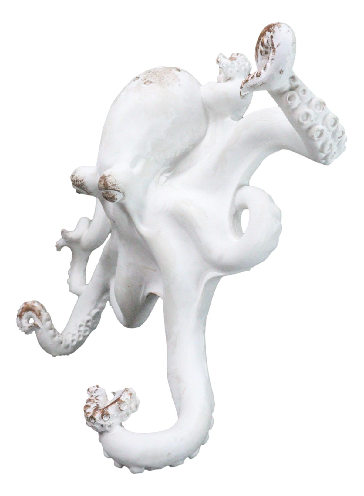 Nautical Marine Antique White Giant Octopus Multi Point Tentacles Wall Hooks