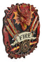 Elemental Fire Nation Dragon With Flaming Swords Triple Moon Symbol Wall Decor