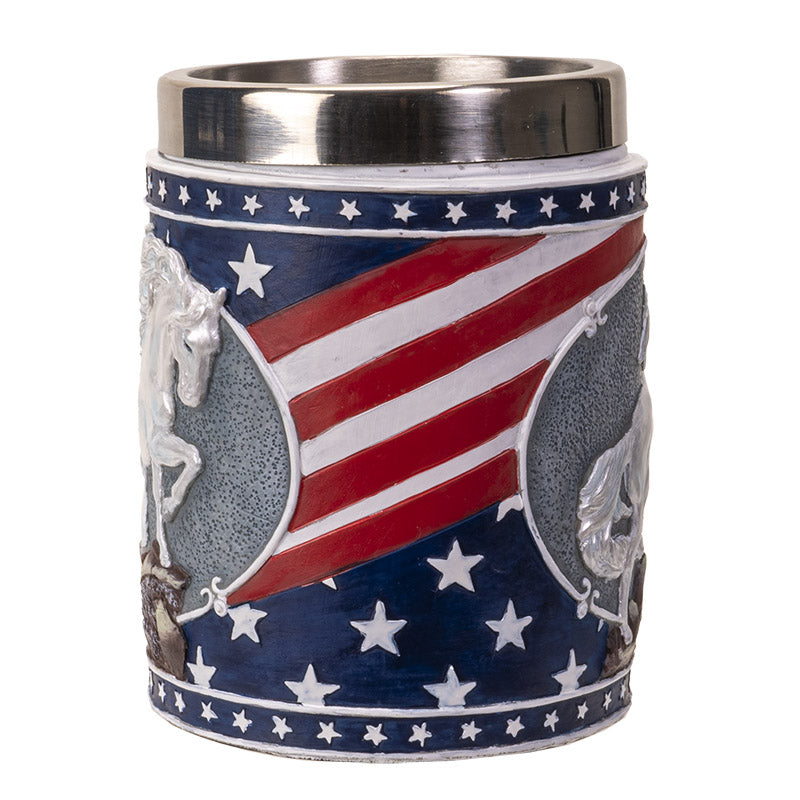 The Trail Of Painted Ponies Unconquered American Flag Patriot Horse Tankard Mug