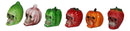 Garlic Bell Pepper Tomato Strawberry Pumpkin Bitter Melon Mini Skulls Set of 6