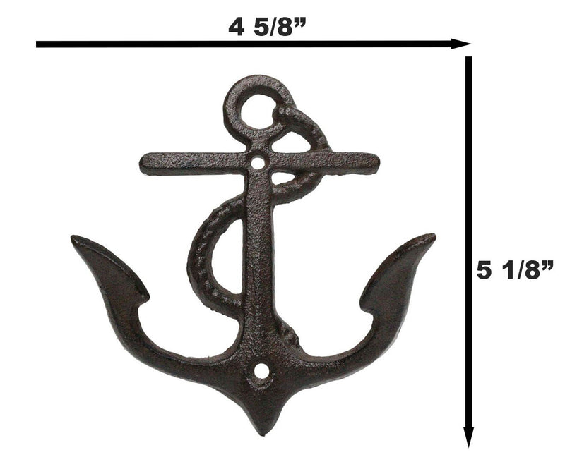 Set Of 2 Cast Iron Rustic Marine Sea Sailor Ship Anchor Double Wall Coat Hooks