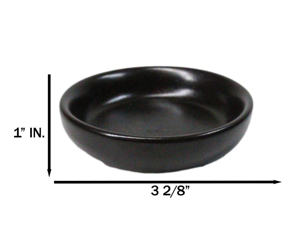 Pack Of 6 Ceramic Kokuyo Black Soy Sauce Oil Condiment Round Dishes Bowls 1.5oz