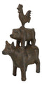 Western Farmhouse Cast Iron Rustic Rooster Pig And Cow Stacked DecorSculpture