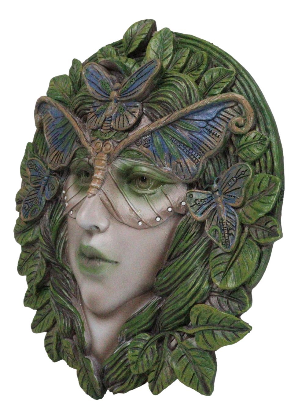 Celtic Greenwoman Tree Lady Gaia Ent Earth Goddess Butterfly Mask Wall Decor - Ebros Gift