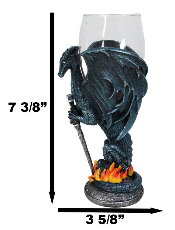 Fantasy Netherworld Fire Dragon Excalibur Blade Sword Glass Wine Goblet Chalice