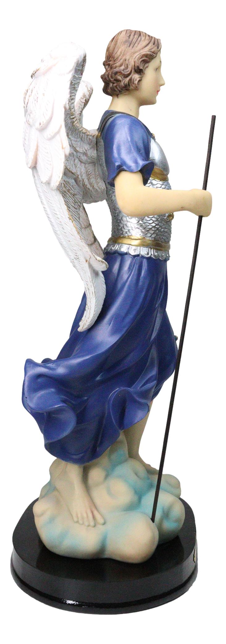 Archangel Saint Raphael Holding Staff And Fish Statue With Name Base 12"H - Ebros Gift