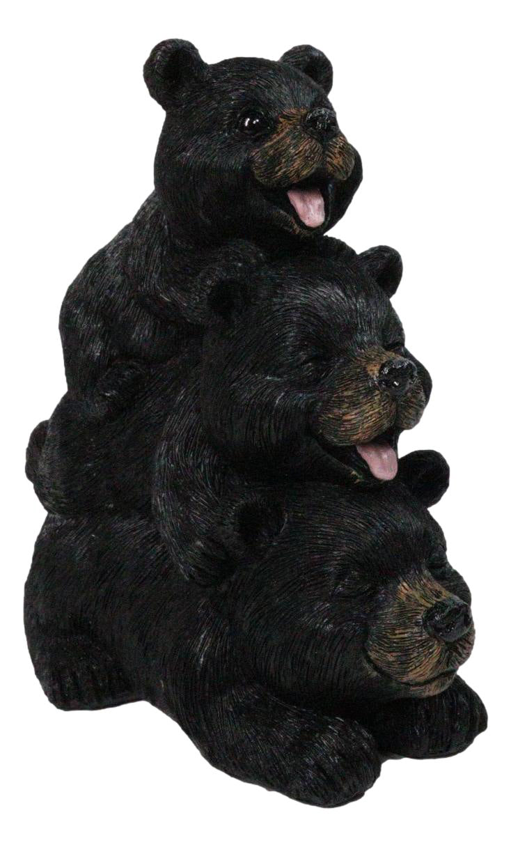 Cabin Companion Playful Black Bear Totem Figurine 3 Stacked Bears Wildlife