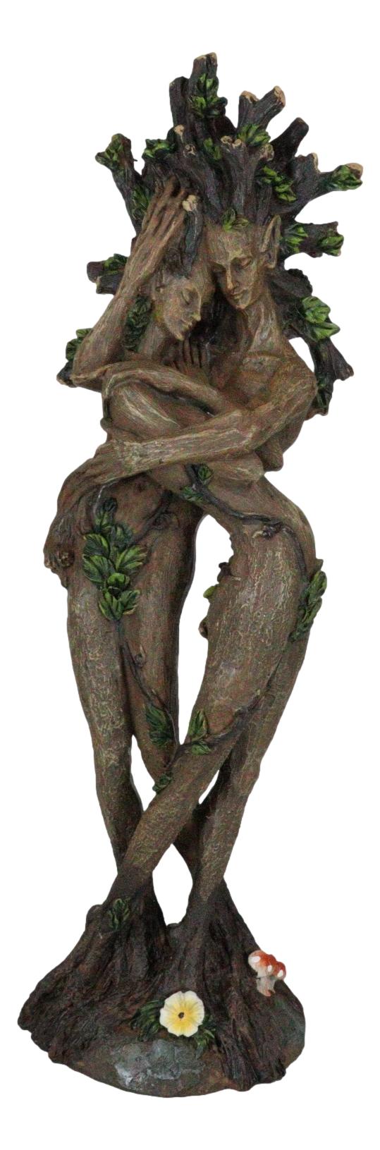 Nature Spirit Greenman And Tree Woman Gaia Dryad Ent Couple Embracing Figurine