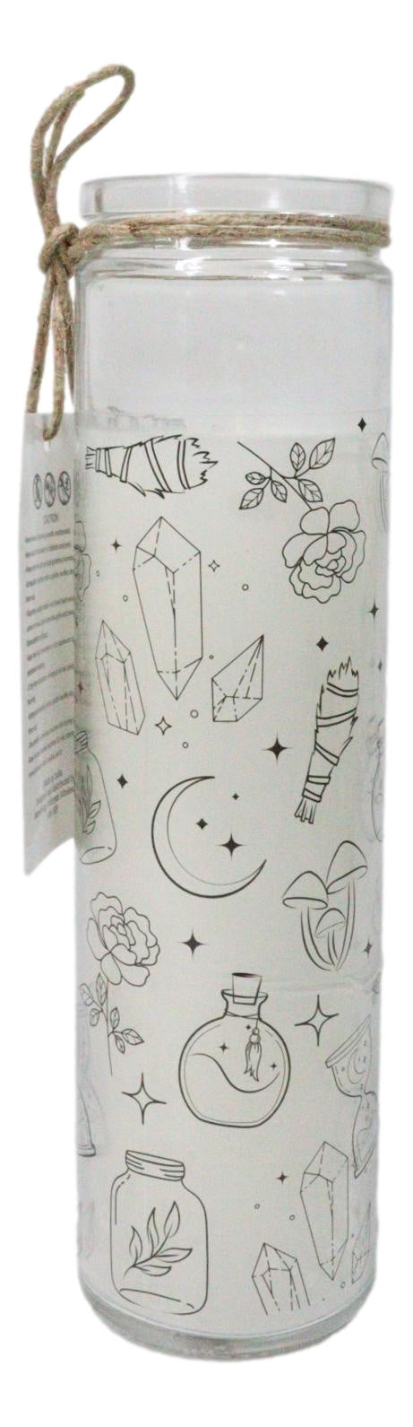 Mystical Magic Symbols White Sage Wicca Tall Tube Scented Candle Home Fragrance