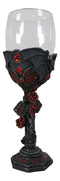 Gothic Macabre Flying Bat Cathedric Cross With Red Gems And Roses Wine Goblet