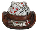 Rustic Country Western Casino Poker Cards Faux Leather Cowboy Hat Money Bank