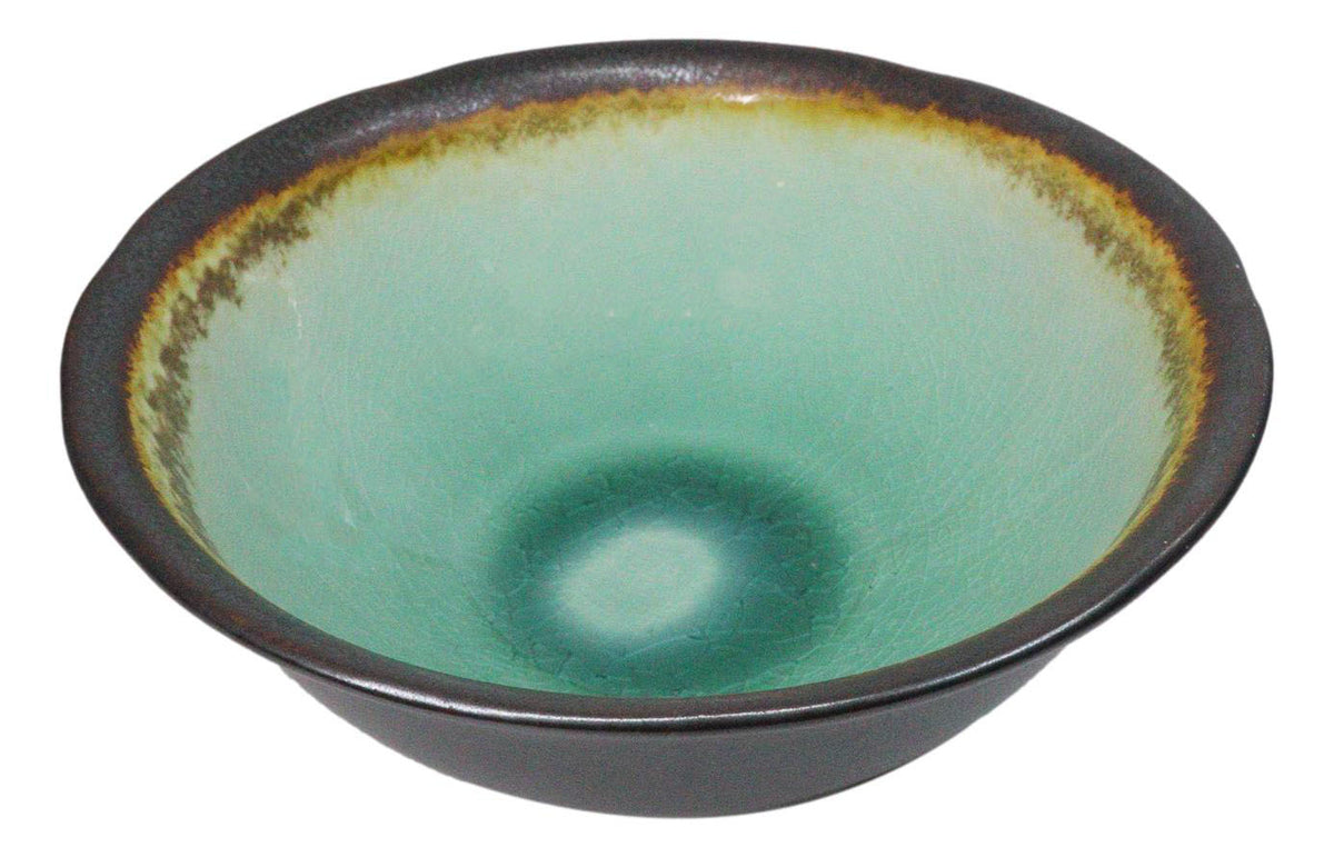 Pack Of 6 Crackle Green Midori Kannyu Ceramic Large Ramen Soup Bowls 47oz