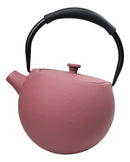 Pastel Pink Minimalistic Tilted Round Cast Iron Teapot 28oz Tea Pot With Handle
