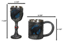 Ebros Moonlight Raven Crow With Celtic Tribal Tattoo Wine Goblet And Mug Set