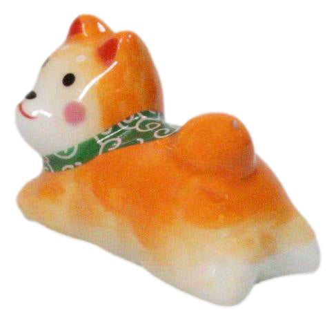 Tan Shiba Inu Dog Ceramic Chopstick Rests Set of 6 with Bamboo Chopsticks