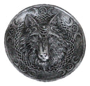 Wicca Celtic Knotwork Triple Moon Pentagram Gray Wolf Round Incense Holder