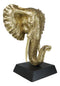 Large 18"H Gold Patina Safari African Bush Elephant Sculpture On Museum Base