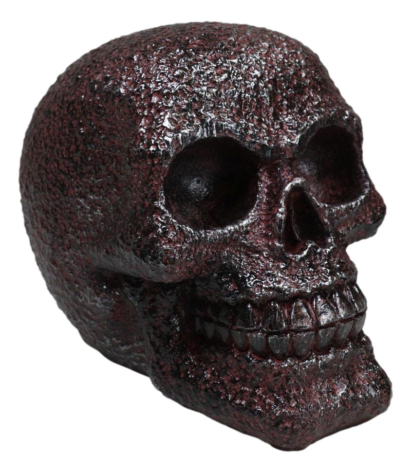 Rustic Corroded Dark Bronze Metallic Finish Skull Resin Figurine Macabre Gothic