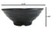 Pack Of 6 Modern Ridged Matte Black Melamine Large Round Ramen Soup Bowls 48oz
