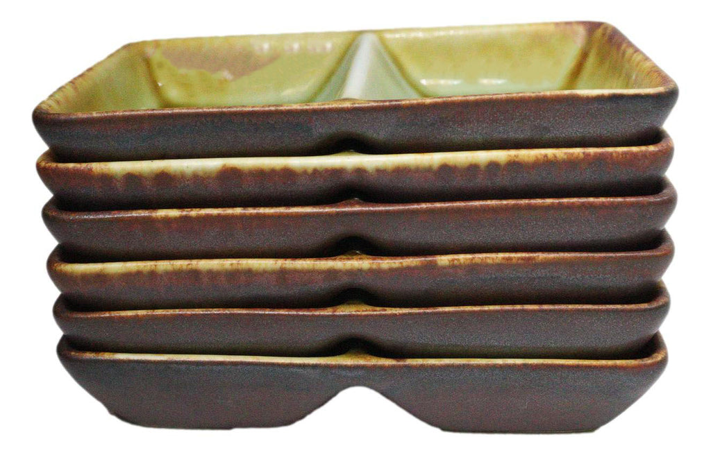 Condiment Partition Pack Of 6 Midori Kannyu Ceramic Double Partition Sauce Condiment Dishe ...