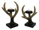 Cozy Pines Antler Tealight Candle Holders Set of 2 Rustic Deer Antler Stands