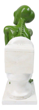 UFO Green Roswell Alien Constipated On Toilet Seat in Thinker Pose Figurine