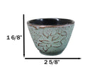 Pack Of 4 Seafoam Green Floral Petals Cast Iron Tetsubin Textured Tea Cups 3oz