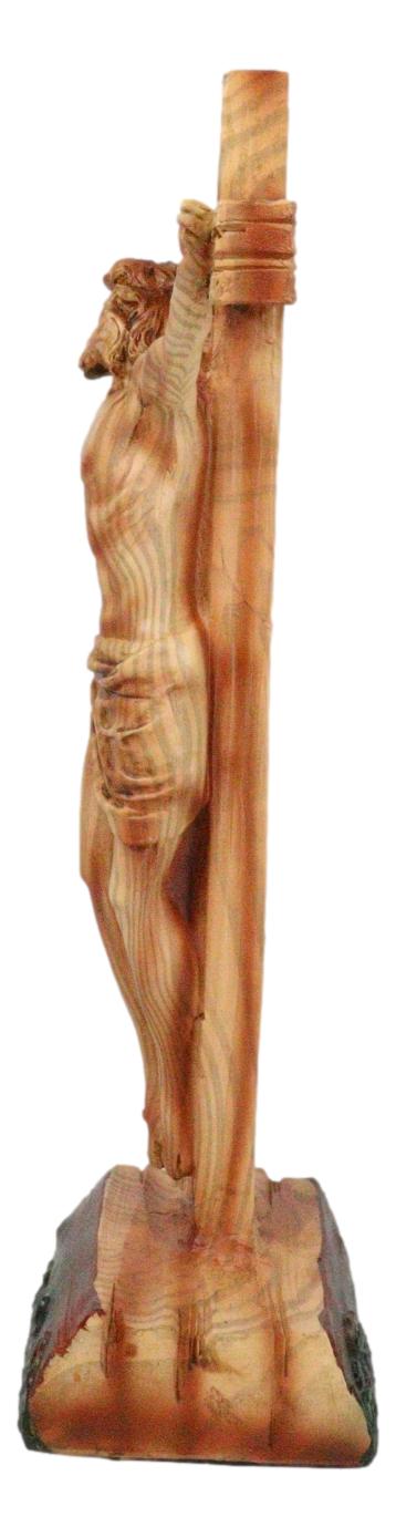 Passion Of Jesus Christ On The Cross In Faux Cedar Wood Finish Figurine 11.25"H