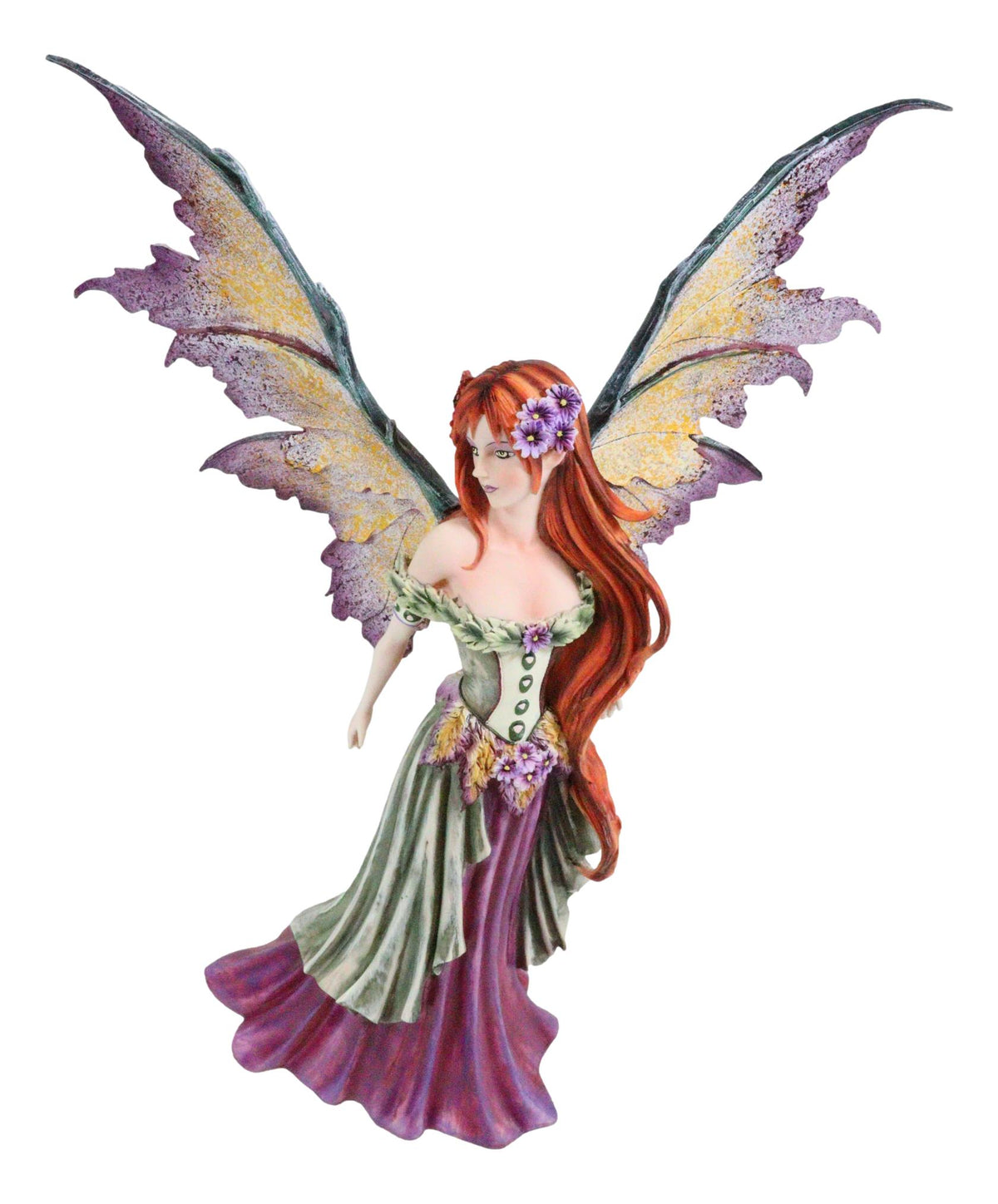 Amy Brown Large Summer Fairy Queen With Flower Adornment Statue Garden Fairies - Ebros Gift