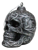 Set of 4 Day Of The Dead Faux Gunmetal Silver Tribal Tattoo Skull Tree Ornaments