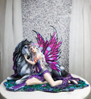 Purple Tribal Fairy Sitting With Midnight Key Lock Dark Unicorn Figurine 14.5"L