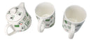 Green White Chinese Mahjong Tiles Ceramic Tea Pot 15oz And 2 Cup Mugs 11oz Set