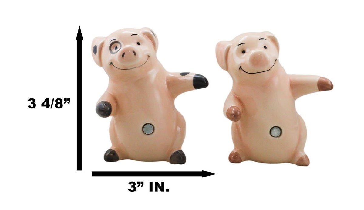 Ebros Ceramic Farm Love Babe Porky Pigs Couple Dancing Salt And Pepper Shakers Set