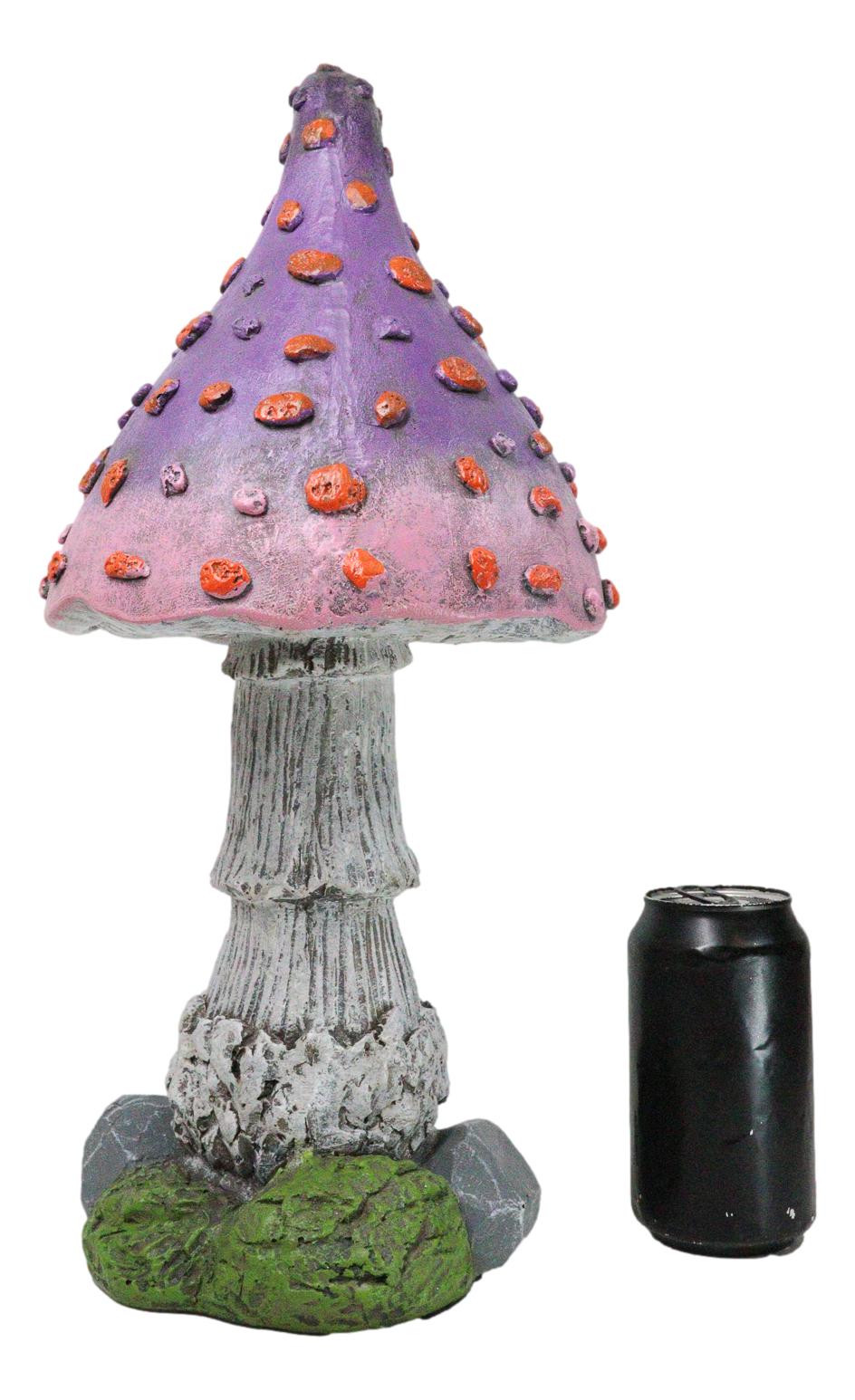 Fairy Garden Giant Spotted Purple Crooked Toadstool Mushroom Figurine 17"H