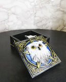 Snowy Owl Trinket Box, 5 x 5 Inch Decorative Keepsake Box with Celtic Knotwork