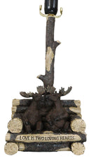 Rustic Western Bull Moose Grand Elks On Tree Logs Bench Table Lamp With Shade