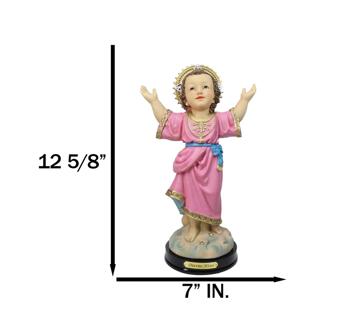Catholic Christian Santo Nino Divine Child Jesus Christ Figurine With Base 12"H