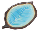 Pack Of 6 Blue Sky Aozora Kannyu Ceramic Leaf Shaped Appetizer Salad Plates