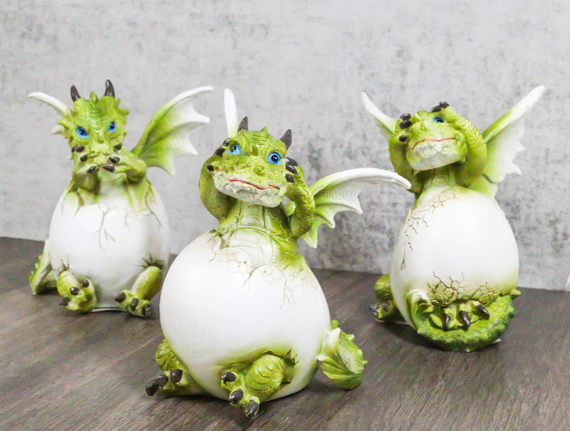 See Hear Speak No Evil Wise Dragons Family In Hatchling Egg Figurines Set Of 3