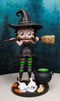 Halloween Witch Betty Boop And Pudgy Dog With Broomstick And Cauldron Figurine