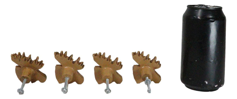 Set Of 4 Western Rustic Forest Elk Moose Faux Wooden Cabinet Door Pull Knobs