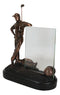 Professional Golfer With Golf Club Caddy Bag Glass Picture Frame Bronzed Statue