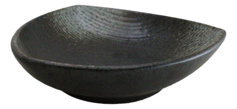 Set Of 5 Charcoal Grey Hakumu Ceramic Appetizer Salad Triangular Deep Plates