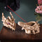 Fossil Dragon Skull Skeleton With Faux Geode Crystal Eyes Incense Burner Box