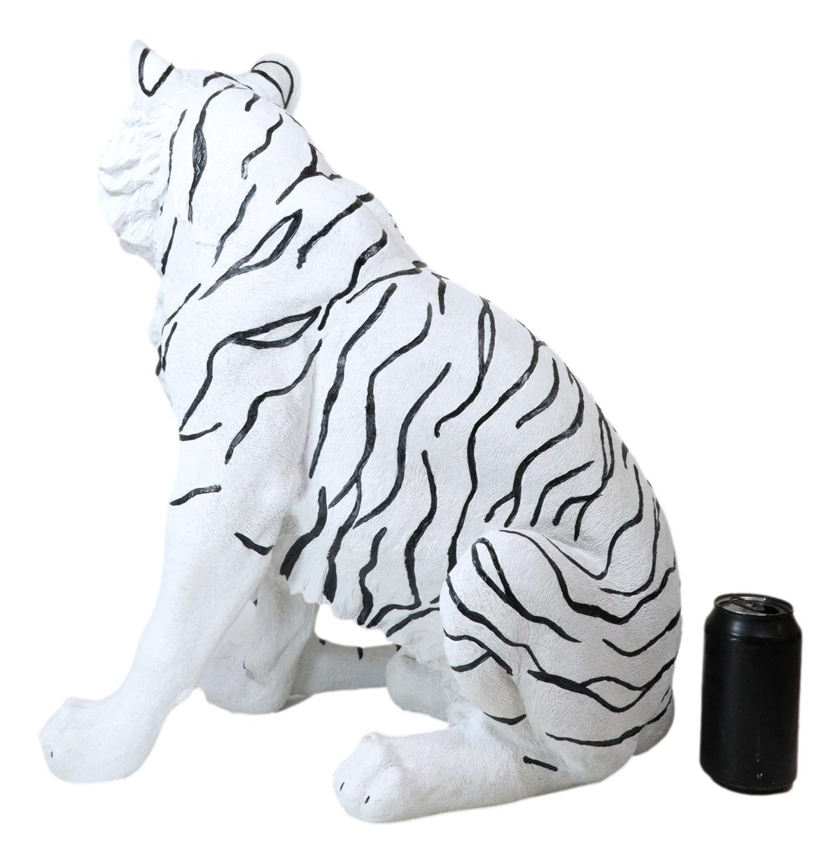 Ebros Large 20"H Realistic White Siberian Tiger Sitting On Guard Resin Statue - Ebros Gift