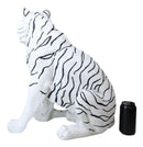Ebros Large 20"H Realistic White Siberian Tiger Sitting On Guard Resin Statue