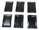 Pack Of 6 Black Silk Melamine Rectangular Wavy Buffet Lunch Sushi Plates 6.75"L