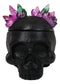 Gothic Black Cranium Skull with Crystals Crown Decorative Jewelry Box Figurine
