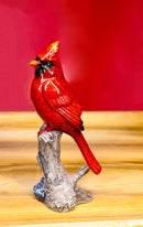 Northern Red Cardinals Bird Perching on Tree Branch Figurine Glossy Finish